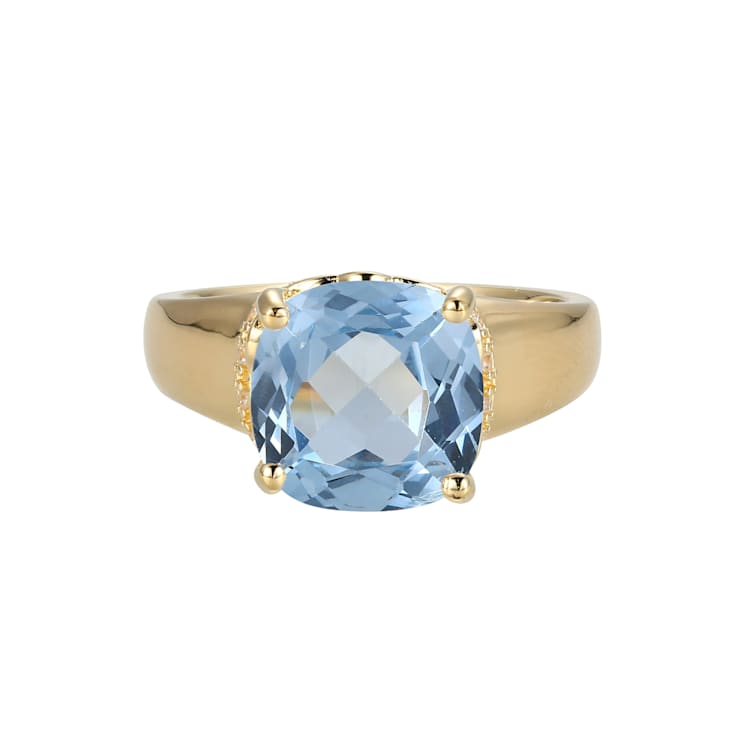 Lab Blue Spinel And White Cubic Zirconia 18k Yellow Gold Over Silver
March Birthstone Ring 3.79ctw