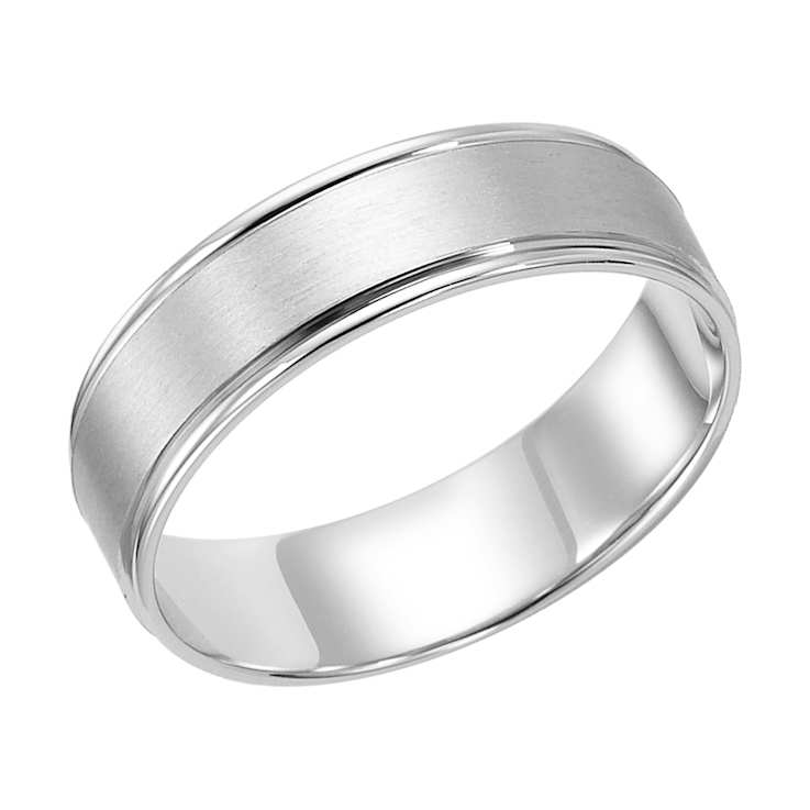 6mm Flat Comfort Fit Band with Round Edges & Brushed Finish in 10k
White Gold