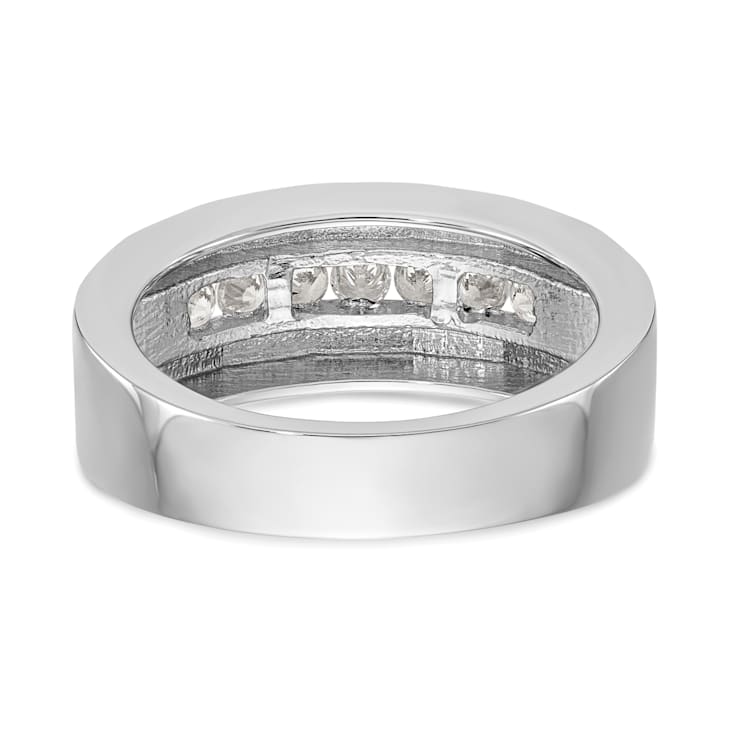 Rhodium Over 14K White Gold Lab Grown Diamond SI1/SI2, G H I, Men's Band
