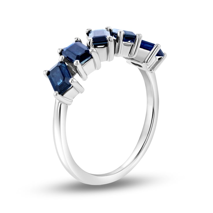 Sapphire 14k White Gold Band Ring 1.56ctw