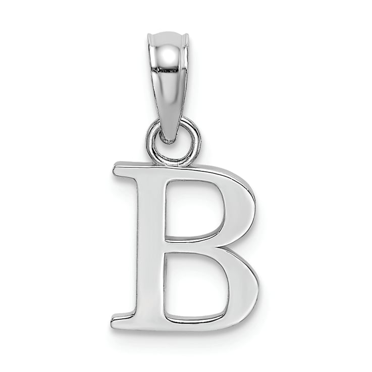 Rhodium Over 14k White Gold Polished Block Letter B Initial Pendant