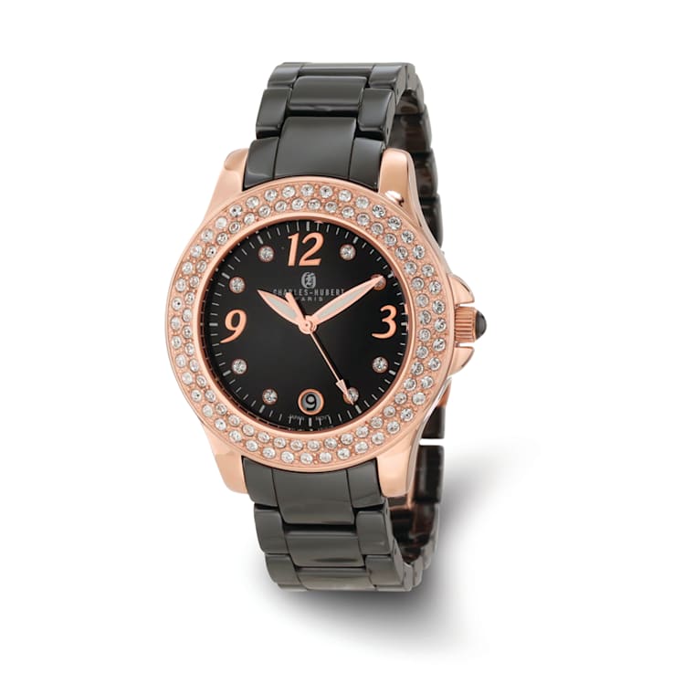 Ladies Charles Hubert Black Ceramic 40mm Watch