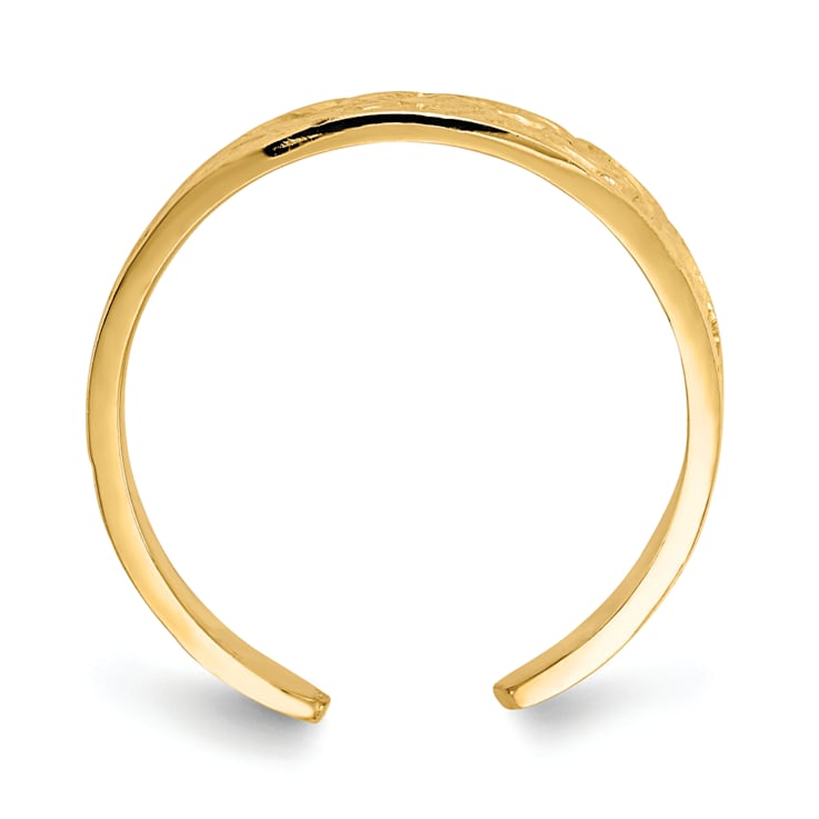 14K Yellow Gold Flower/Scroll Toe Ring