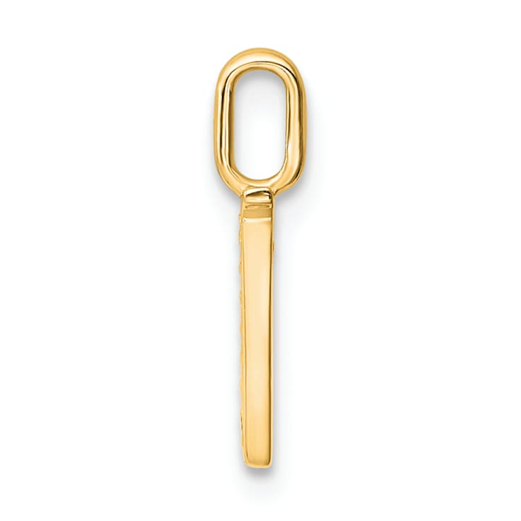 14K Yellow Gold Diamond Letter V Initial Pendant