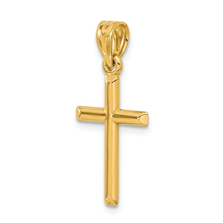 14k Yellow Gold Polished Cross Pendant