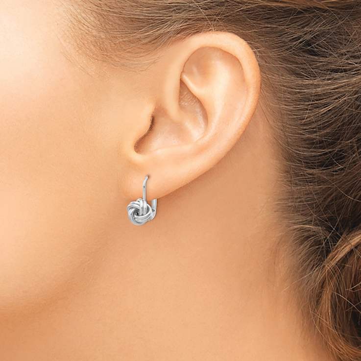 Rhodium Over 14k White Gold Polished Love Knot Dangle Earrings