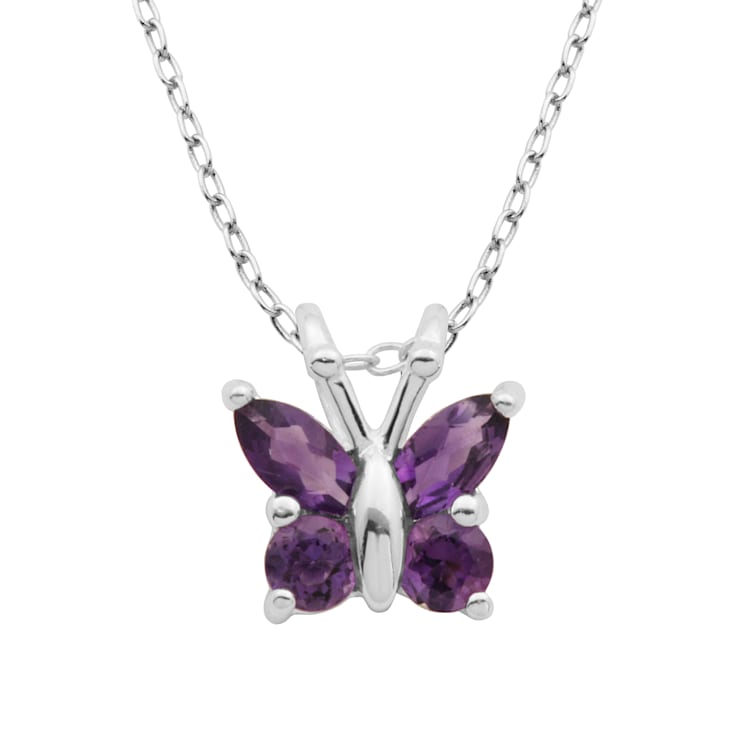 Purple African Amethyst Sterling Silver Pendant With Chain 0.39ctw