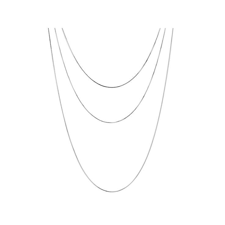 Snake Chain Necklace Set Of 3 In Sterling Silver