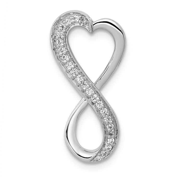 Rhodium Over 14K White Gold Diamond Freeform Heart Infinity Chain Slide Pendant