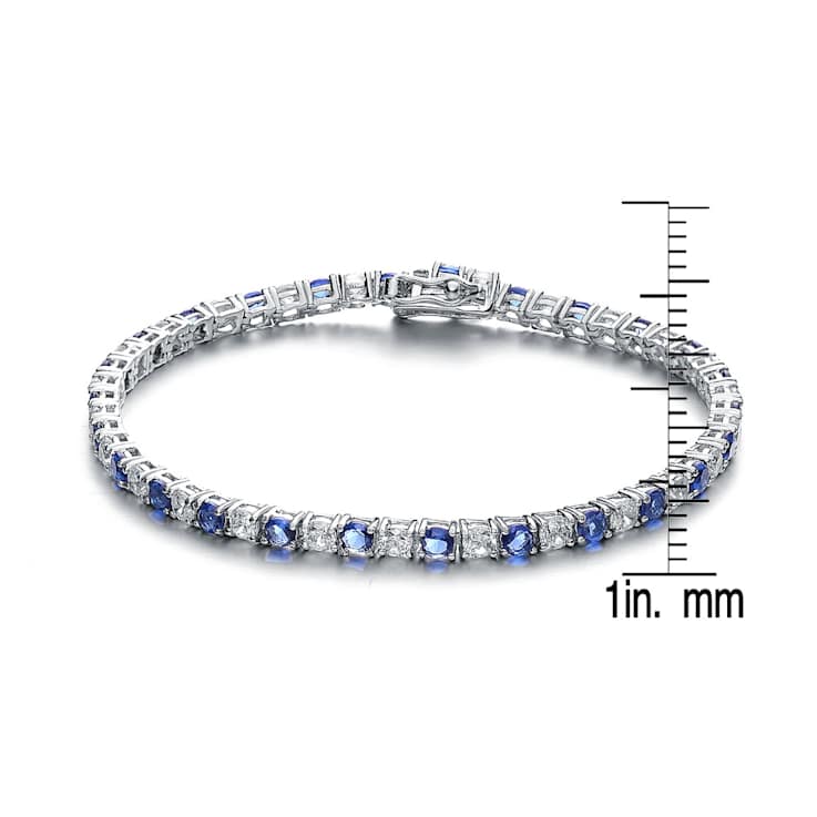 Sapphire Color CZ Tennis Bracelet In Sterling Silver 5.30ctw