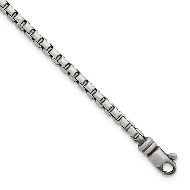 Sterling Silver Antiqued and Satin 3.2mm Box 8 Inch Chain