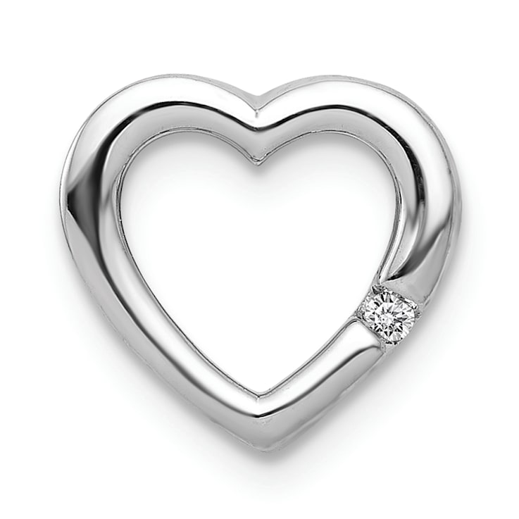 Rhodium Over 14k White Gold Diamond Heart Chain Slide Pendant