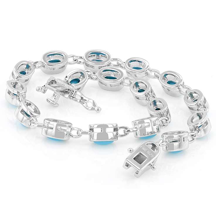 Turquoise Station Bracelet In Sterling Silver 5x3mm