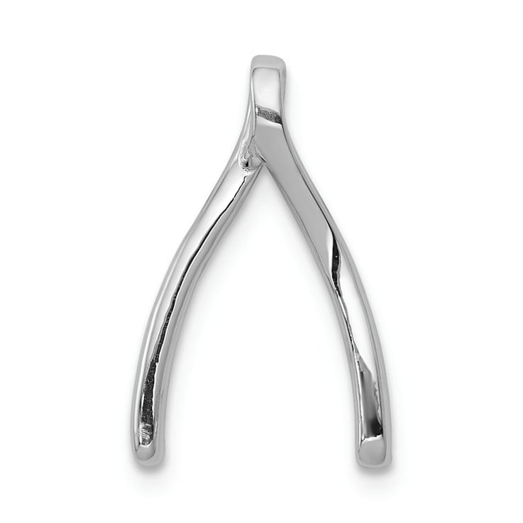 Rhodium Over 14k White Gold Diamond Wishbone chain slide