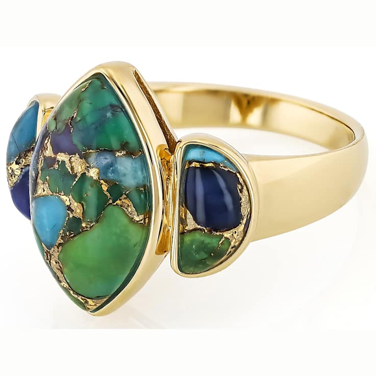 Mohave Turquoise Cocktail Ring In 18K Gold Over Sterling Silver