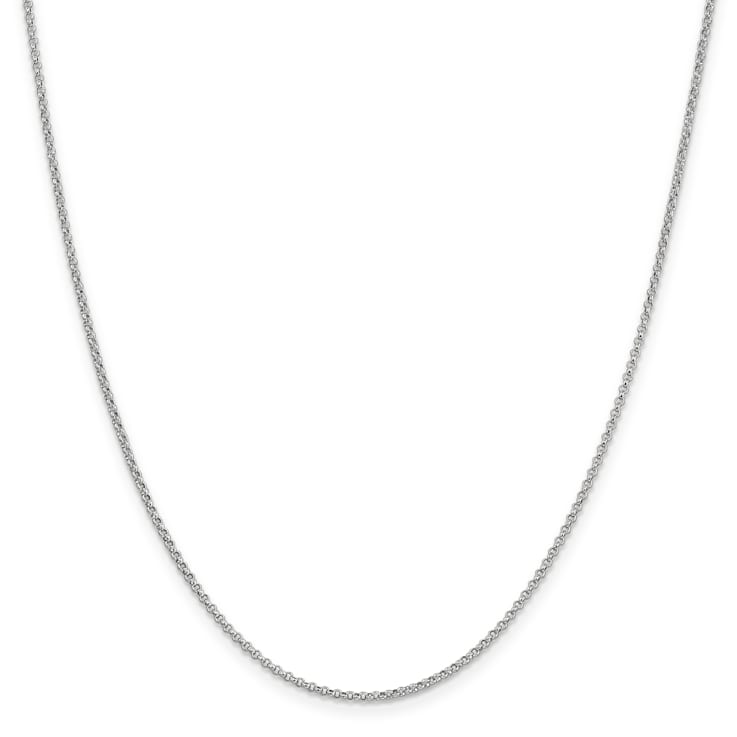 14K White Gold 1.55mm Rolo Pendant Chain Necklace