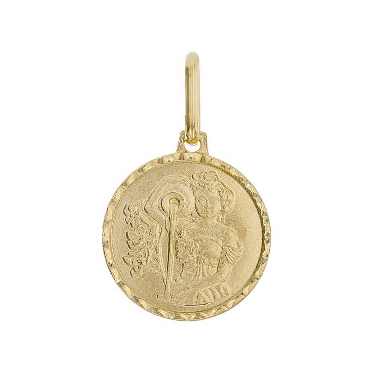 Aquarius Zodiac Medallion Pendant In Solid 14K Yellow Gold