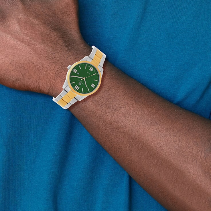 Charles Hubert Two-Tone Stainless Steel Green Dial Watch