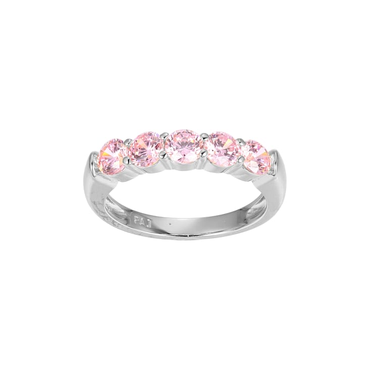 Pink Cubic Zirconia Platinum Over Sterling Silver Ring 2.16ctw