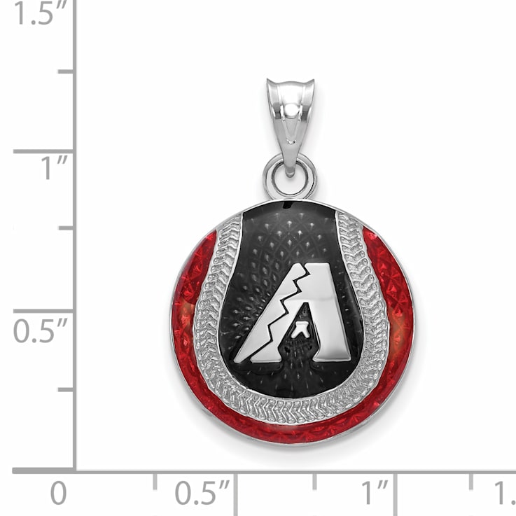 Rhodium Over Sterling Silver MLB LogoArt Arizona Diamondbacks Enameled Pendant