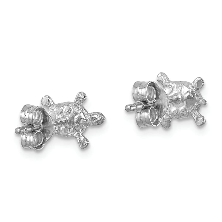 Rhodium Over Sterling Silver Polished Turtle Post Earrings