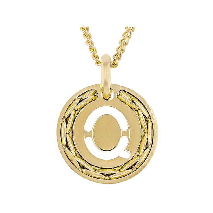 Cardano Initial Q Pendant Necklace In 18K Gold Over Bronze