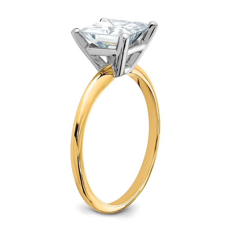 14K Yellow Gold With White Gold Accents 2 ct. D E F Pure Light Princess
Moissanite Solitaire Ring