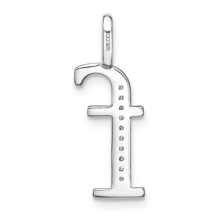 14K White Gold Diamond Lower Case Letter F Initial Pendant