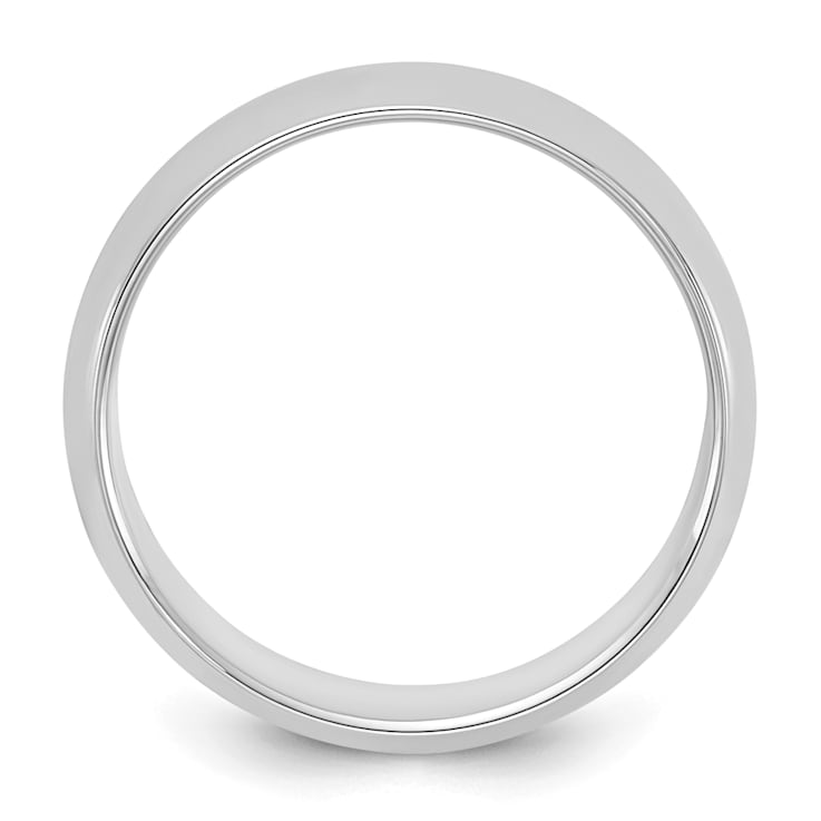 Rhodium Over Sterling Silver 6mm Half-Round Band