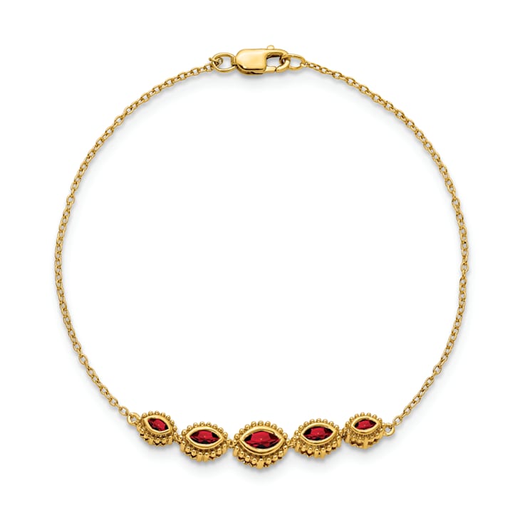 14k Yellow Gold Marquise Garnet Bracelet