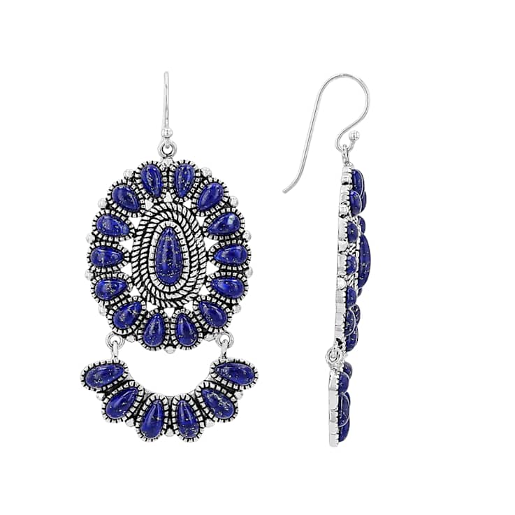 Lapis Lazuli Sterling Silver Statement Dangle Earrings 9x4mm 6x3mm 5x3mm