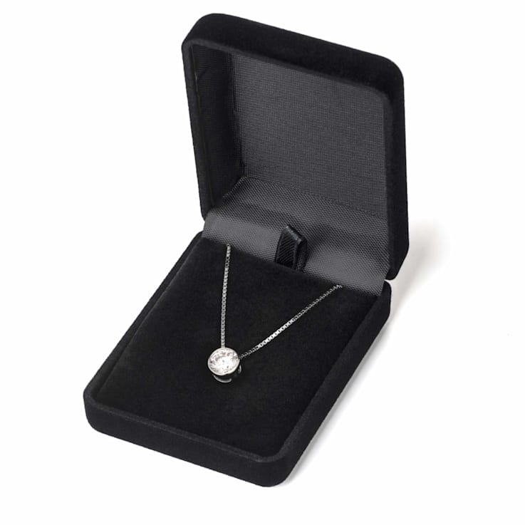 White Cubic Zirconia 14k White Gold Pendant With Chain 1.50ctw