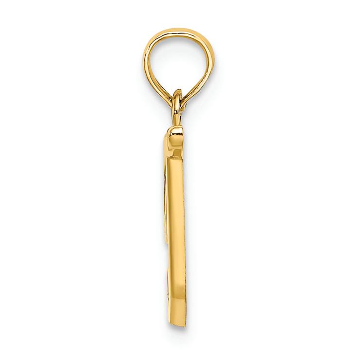 14k Yellow Gold Script Letter T Initial Pendant