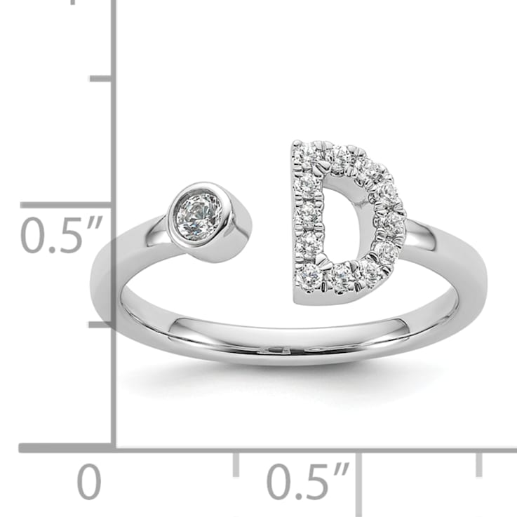 Rhodium Over 14K White Gold Lab Grown Diamond VS/SI GH, Initial D
Adjustable Ring