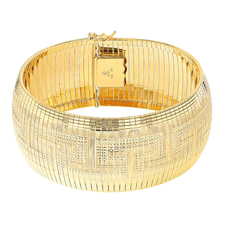 Greek Key Omega Link Bracelet In Gold Over Bronze