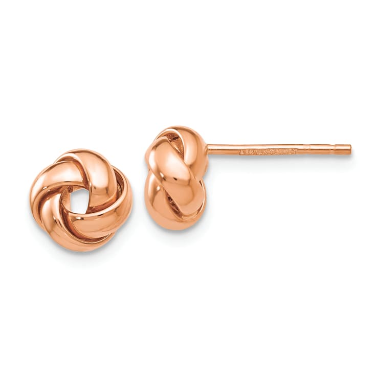 14k Rose Gold Polished Love Knot Stud Earrings