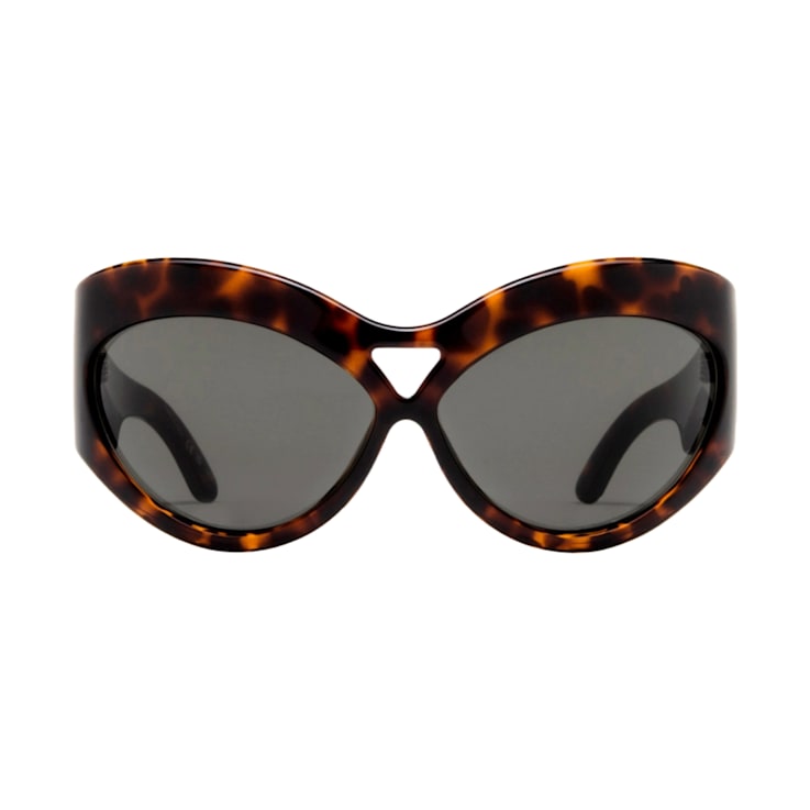 Saint Laurent Brown Havana Wrap Around Frame / Gray Lenses Sunglasses