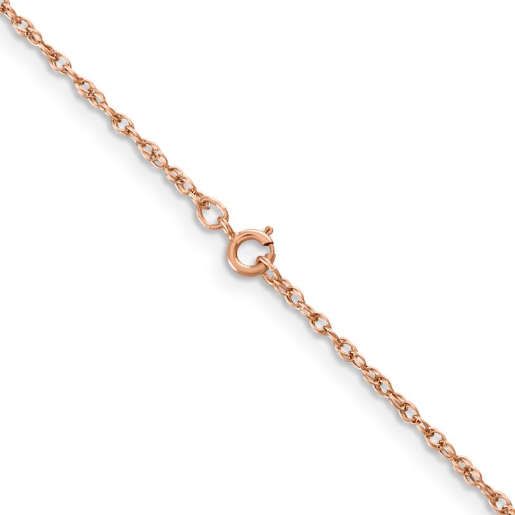 14k Rose Gold 1.15mm Solid Baby Rope 24 Inch Chain