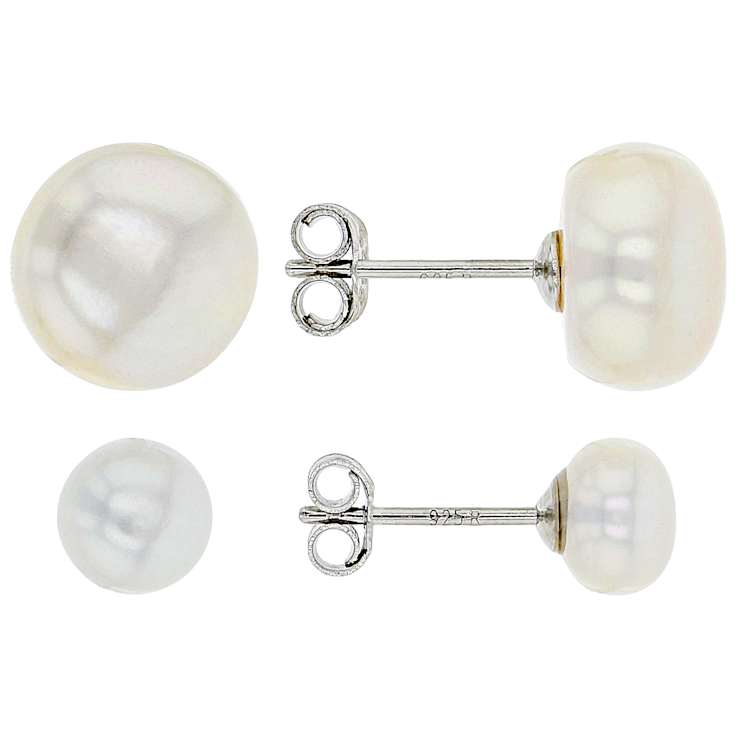 Graduated Freshwater Pearl Stud Earring Set In Sterling Silver