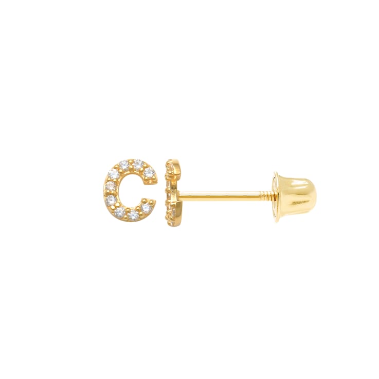 14k Yellow Gold Initial Earrings -C