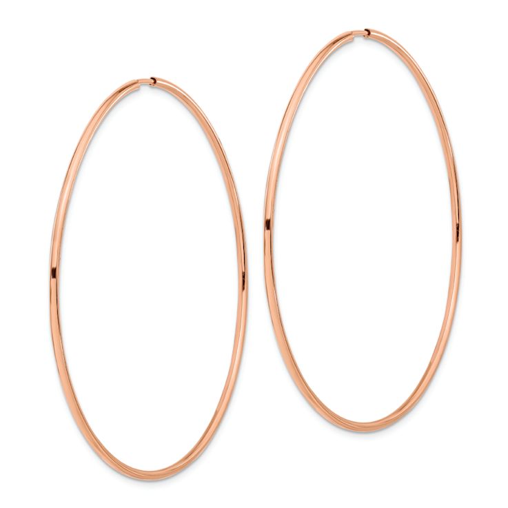 14k Rose Gold 2 1/4" Polished Endless Hoop Earrings