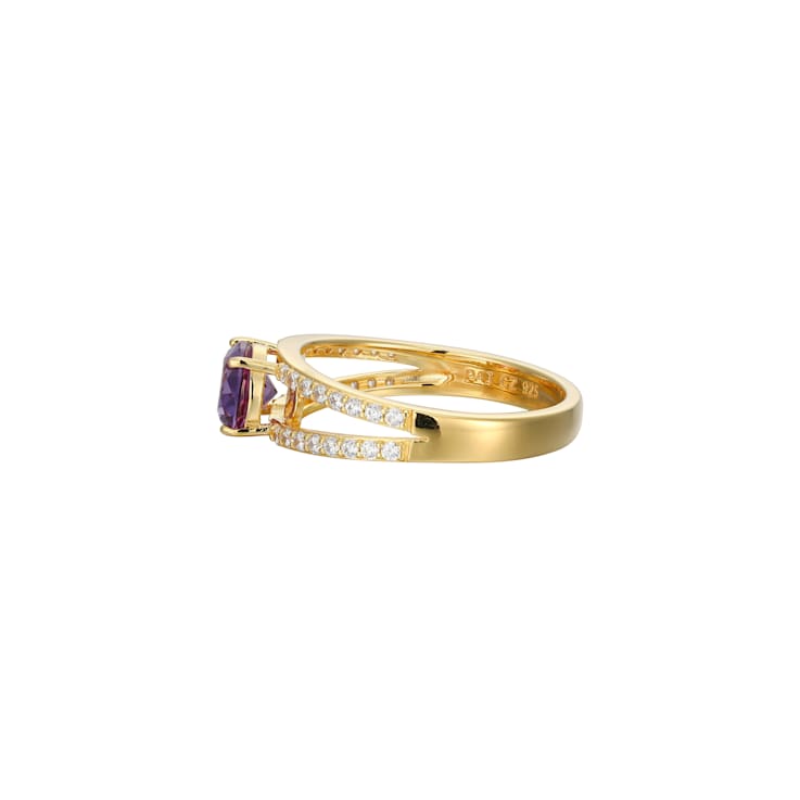 Lab Created Alexandrite And White Cubic Zirconia 18K Gold Over Sterling
Silver Ring 1.66ctw