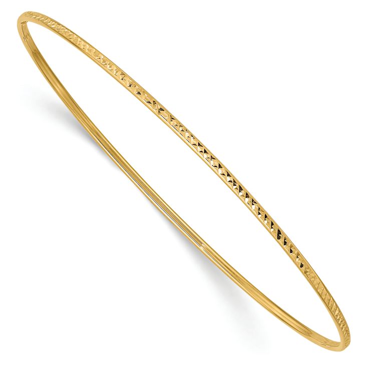10k Yellow Gold 1.5mm Diamond-Cut Slip-on Bangle Bracelet