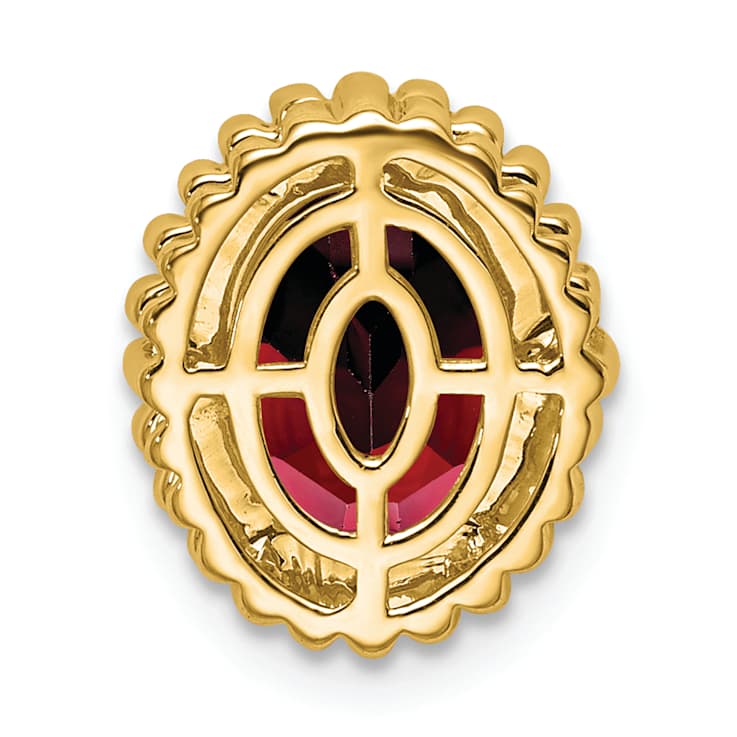 10k Yellow Gold Beaded 1 ctw Oval Garnet Chain Slide Pendant