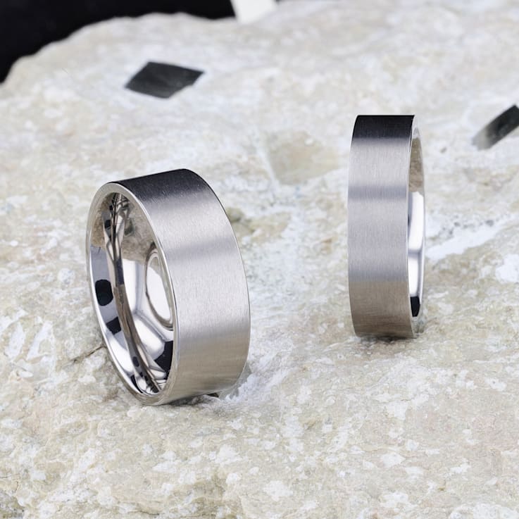 SOLAR Flat Profile Brushed Finish Men’s Titanium Wedding Band 8mm