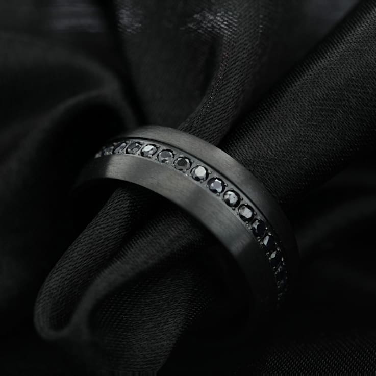 TALON Black Titanium Ring with Black Sapphires 8mm