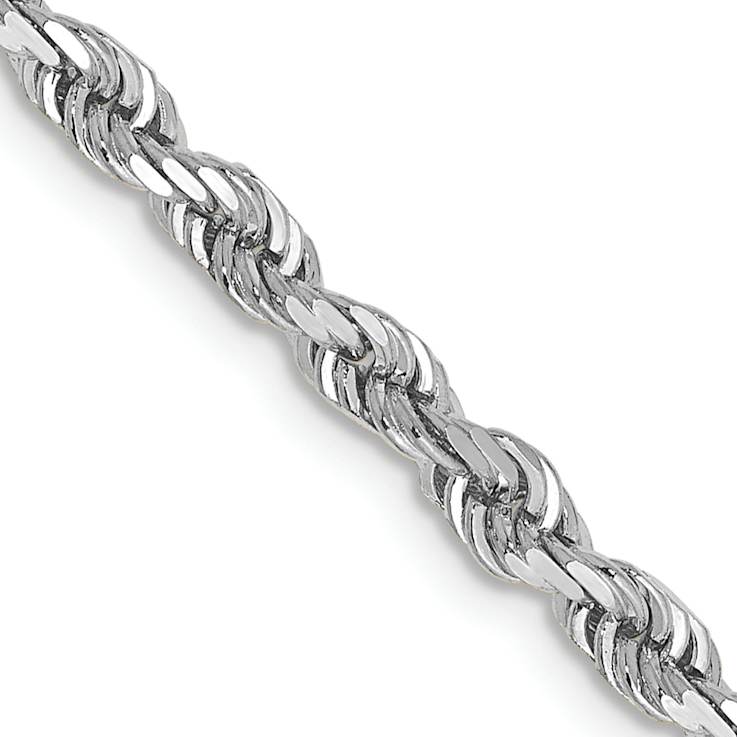 Rhodium over 14k White Gold Solid 3.35mm Diamond-Cut Quadruple Rope 20
Inch Chain