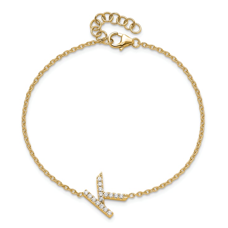 14k Yellow Gold Diamond Sideways Letter K Bracelet
