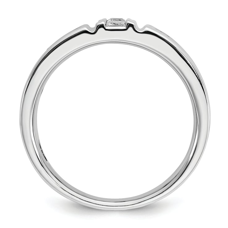Rhodium Over 10K White Gold Men's Black and White Diamond Ring 1.10ctw
