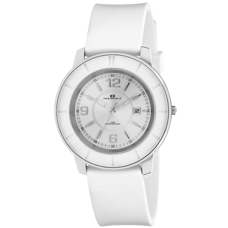 Oceanaut Women's Satin White Dial, White Silicone Watch
